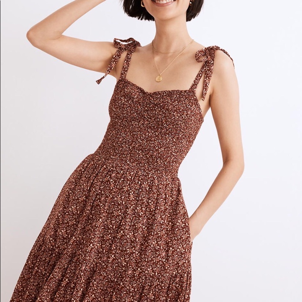 Lucie Tie-Strap Tiered Midi Dress in Florentine Floral